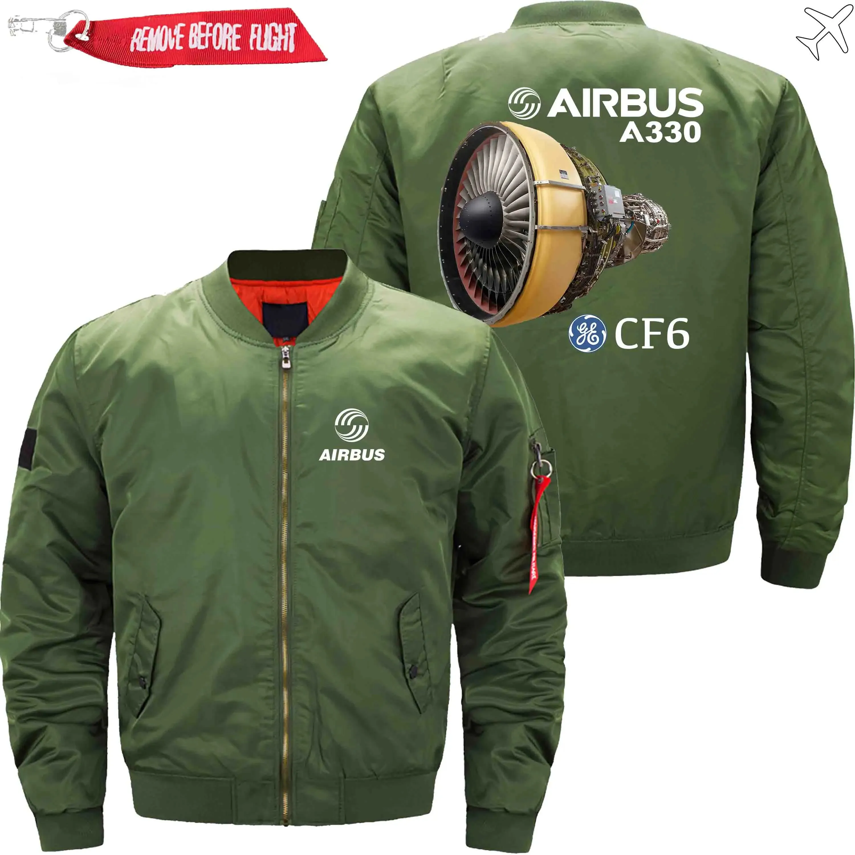 AIRBUS A330 CF6 ENGINES GE AVIATION BOMBER FLIGHT AVIATOR JACKET