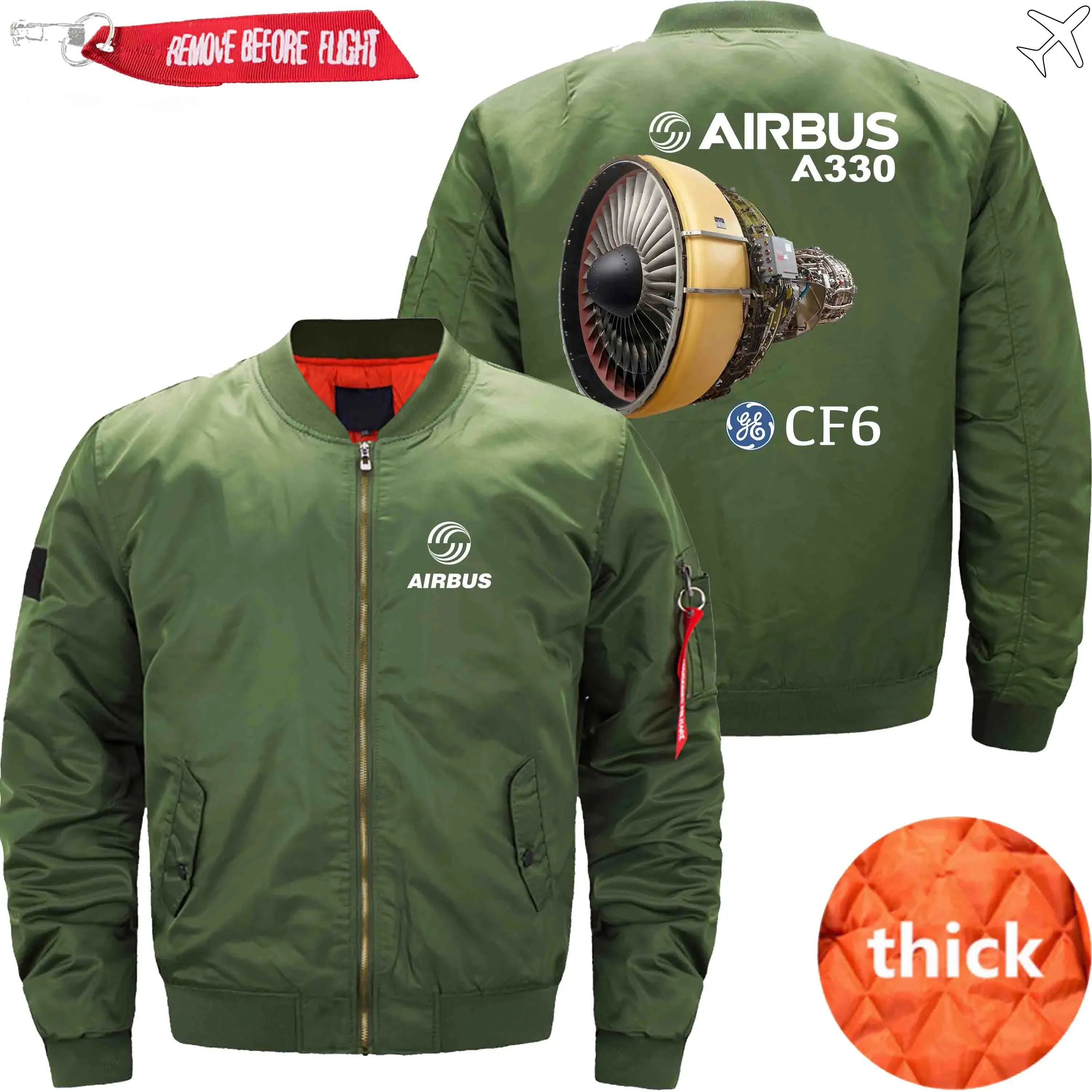 AIRBUS A330 CF6 ENGINES GE AVIATION BOMBER FLIGHT AVIATOR JACKET