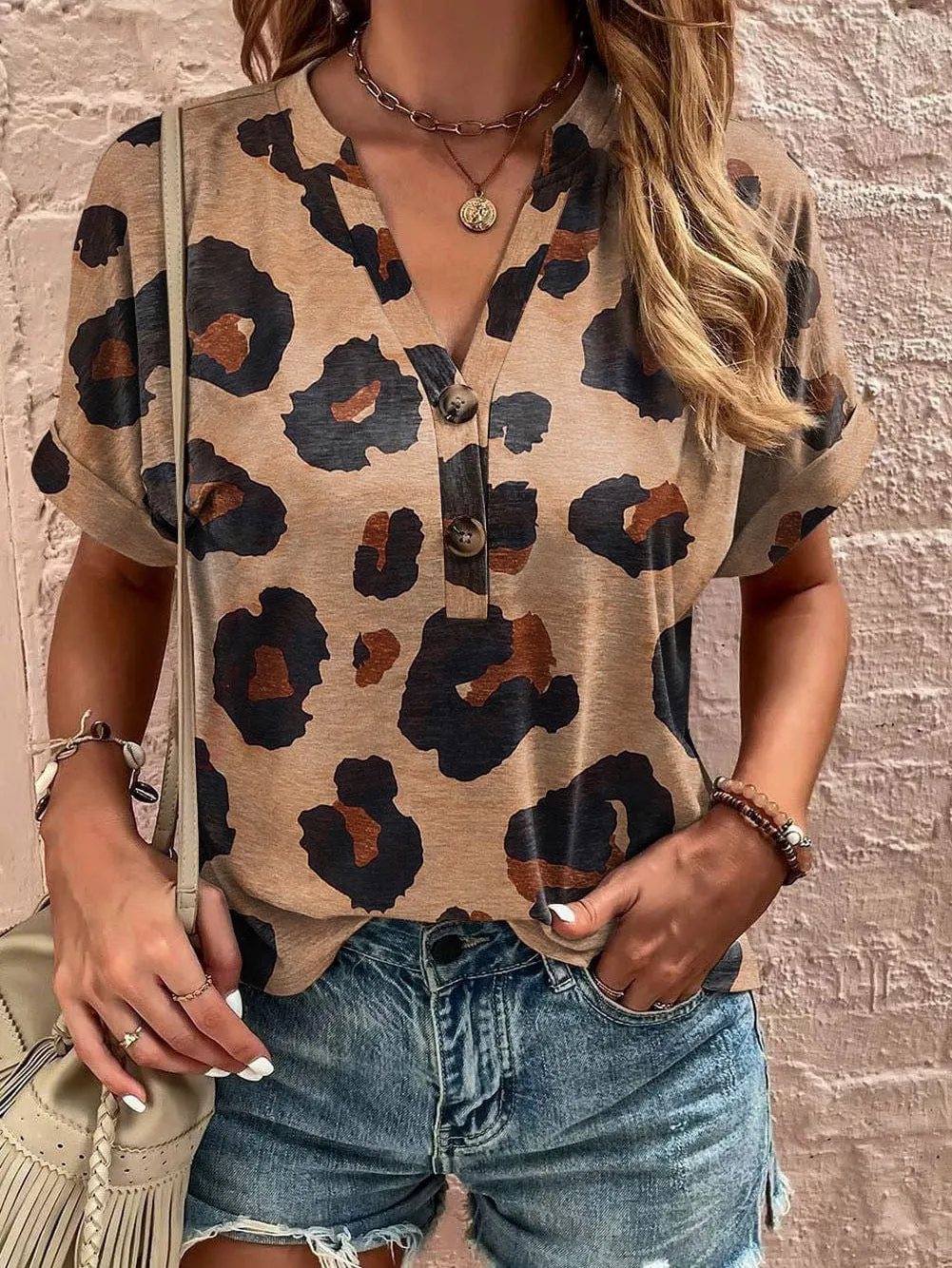Animal Print Button-Down Shirt