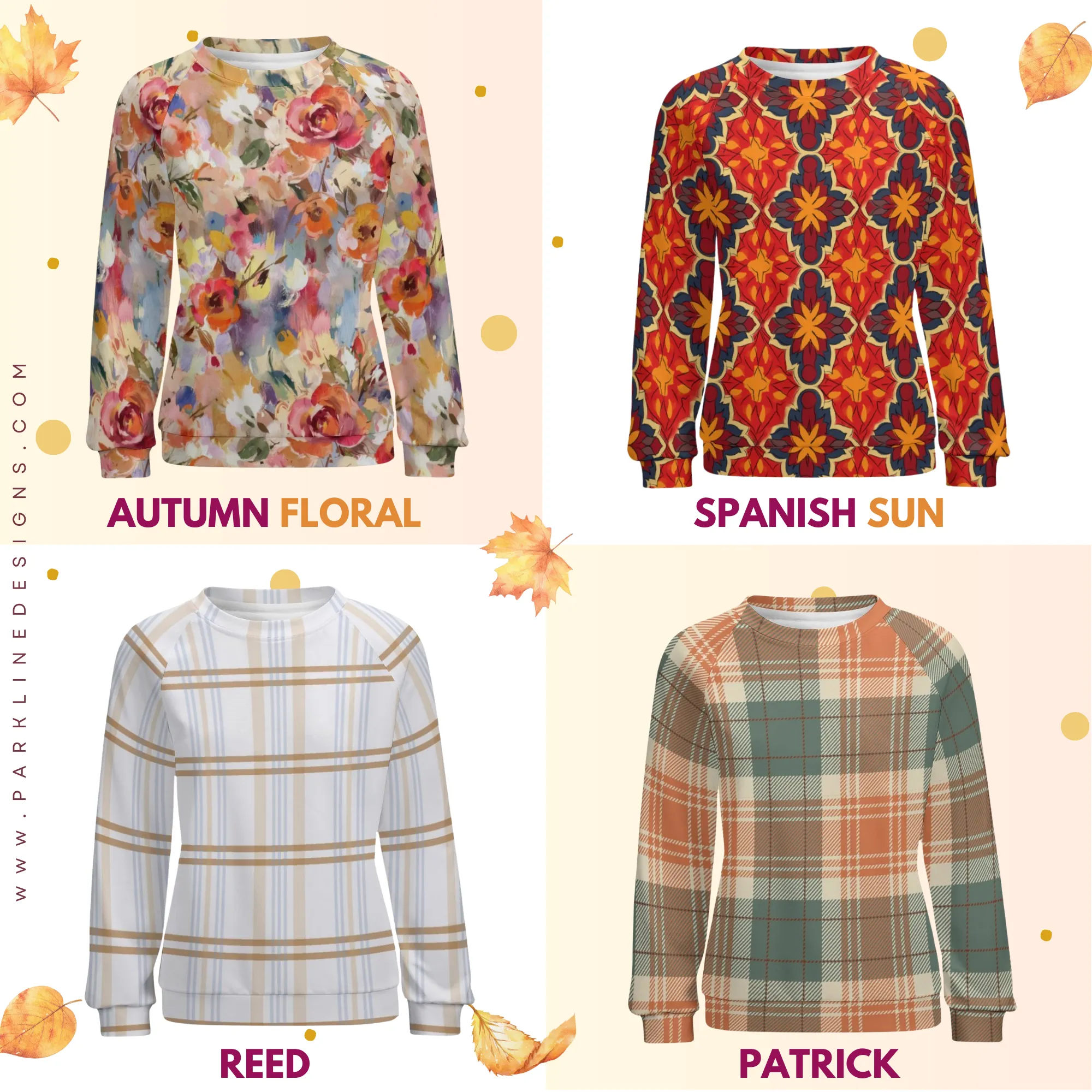 Autumn Floral | Women's Raglan Crewneck Sweatshirt | Cozy Autumn & Winter Crewneck