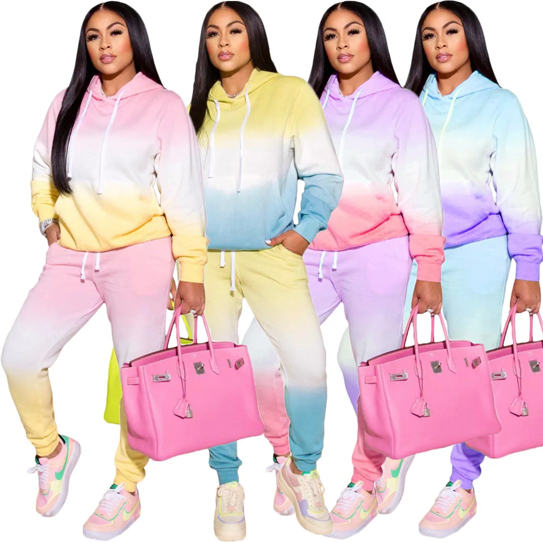 Casual Gradient Printed Sweatshirt Set（AY1456）