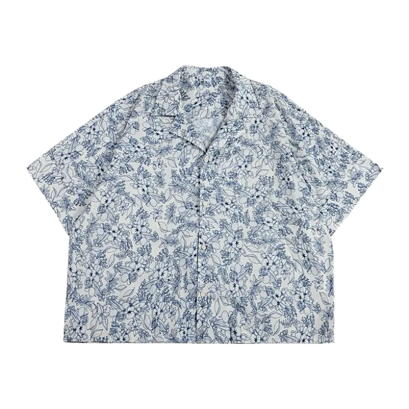 Extreme oversized printed camp shirt