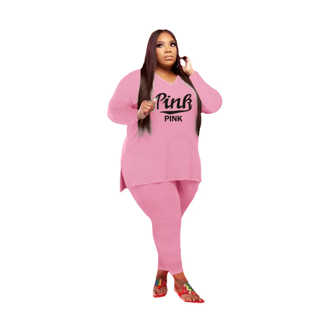 Fashion casual letter printing two-piece suit（AY1278)