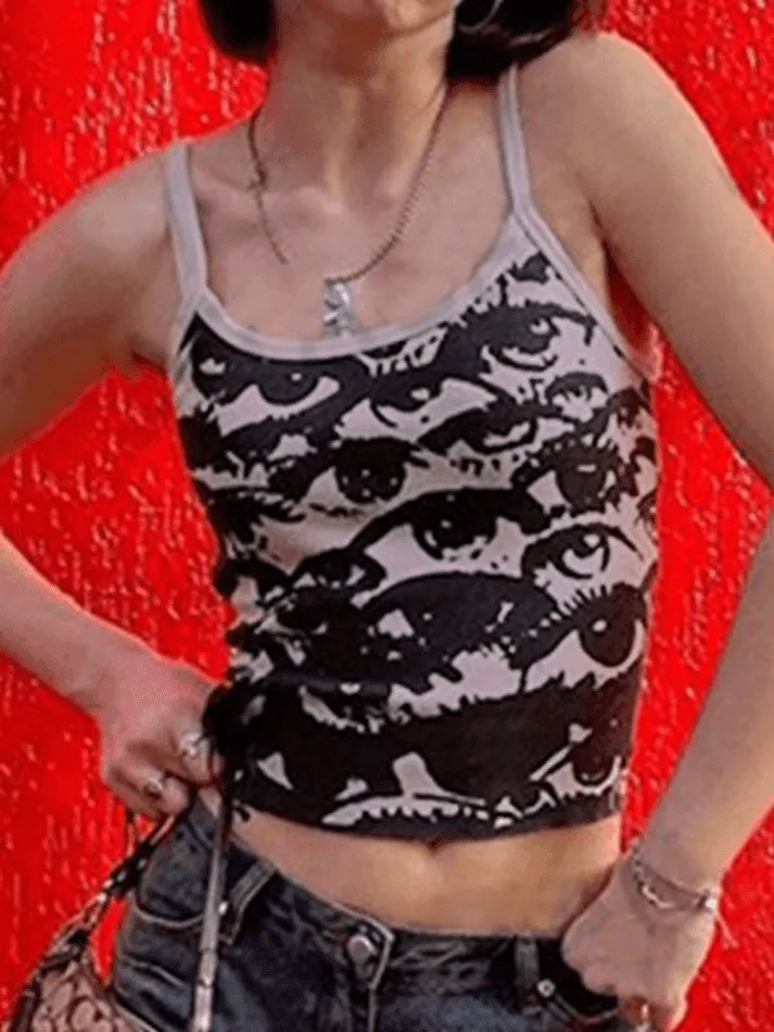 Joskaa Screen Eye Print Crop Cami Top