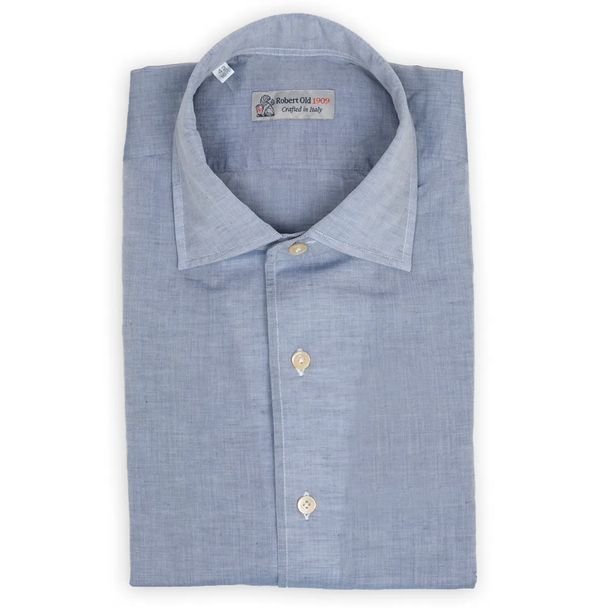 Steel Blue Cotton & Linen Long Sleeve Shirt