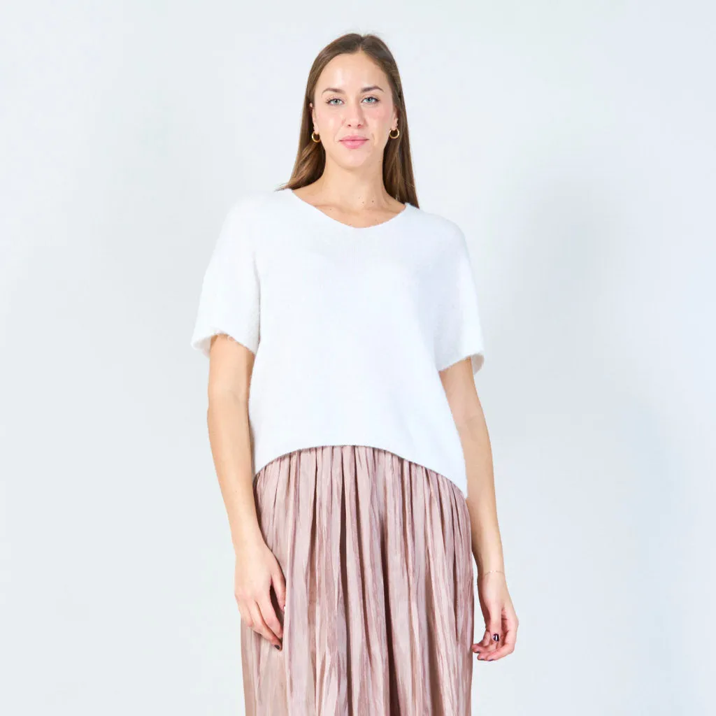 V-neck loose-fit knit top wholesale