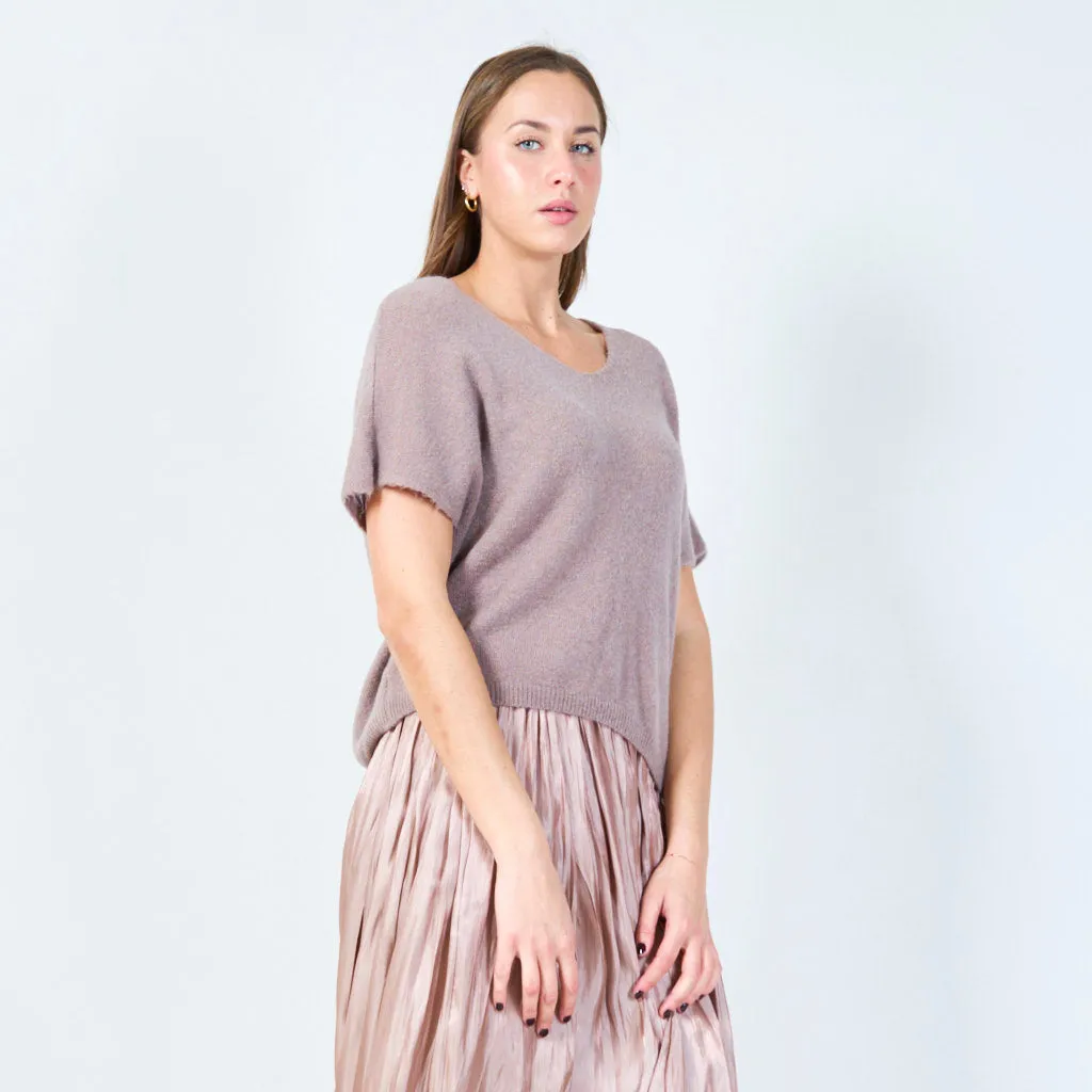 V-neck loose-fit knit top wholesale