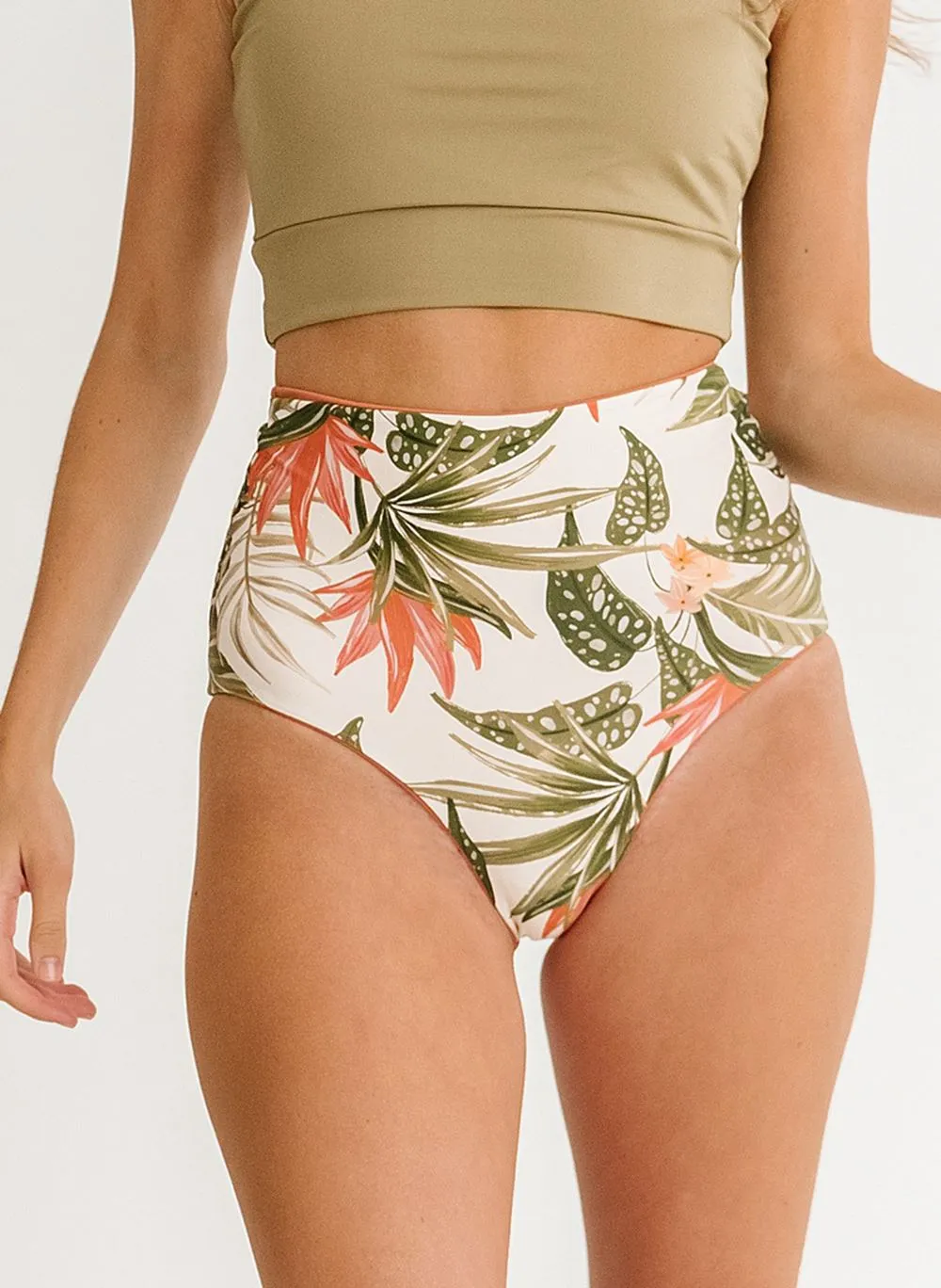 Vintage Tropical / Sandstone Reversible Ultra High-Waist Bottoms